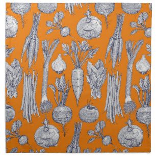 farmer's market vegetables navy blue satsuma cloth napkin