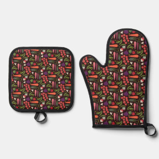 Farmers Market Vegetables Oven Mitt & Pot Holder Set