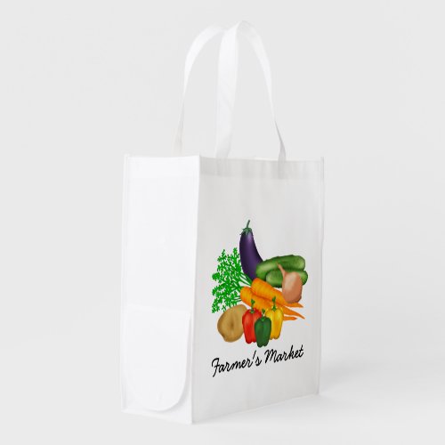 Farmers Market Vegetables Reusable Grocery Bag