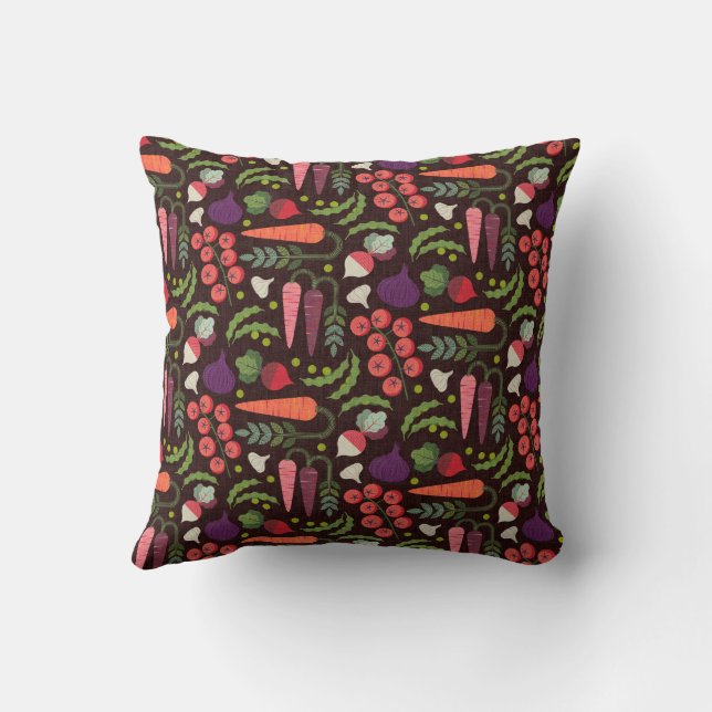 Farmers Market Vegetables Throw Pillow (Back)