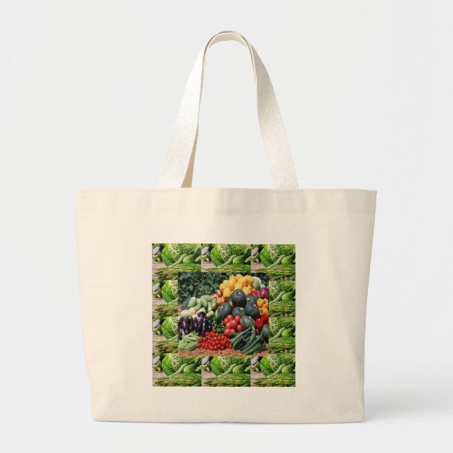 Farmers market veggie delight chefs cuisine ideas large tote bag (Front)