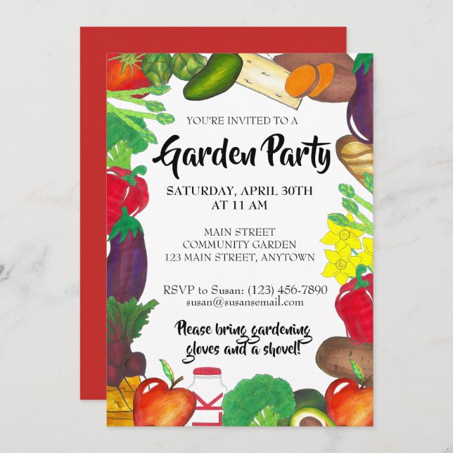 Farmers Market Veggie Garden Spring Planting Party Invitation (Front/Back)