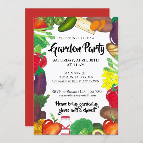 Farmers Market Veggie Garden Spring Planting Party Invitation