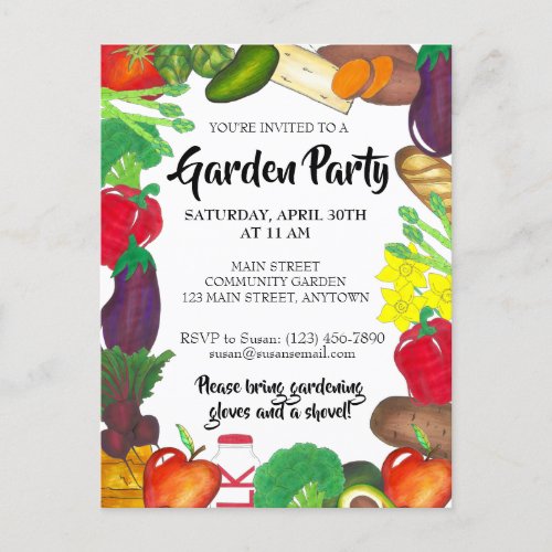 Farmers Market Veggie Garden Spring Planting Party Invitation Postcard