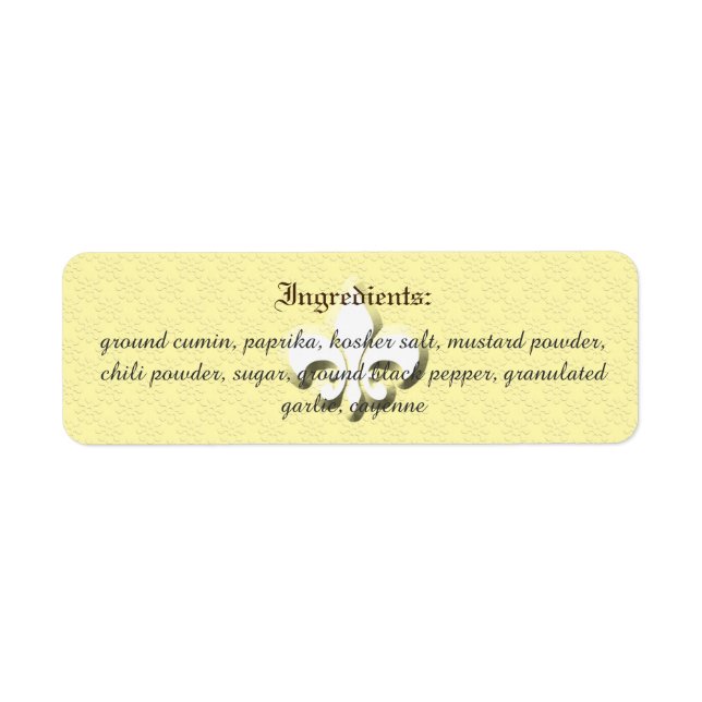 Farmer's Market Vendor Ingredients Label (Front)