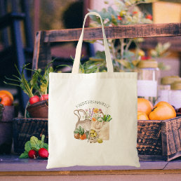 Farmers Market Watercolor Herbs Tote Bag
