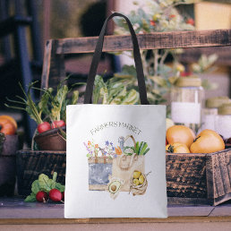 Farmers Market Watercolor Herbs Tote Bag