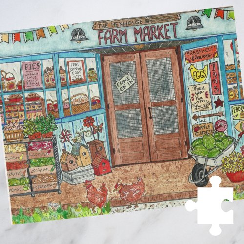 Farmers Market Watercolor Jigsaw Puzzle