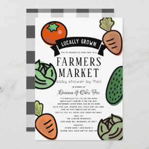 Farmers Market White Baby Shower by Mail Invitation