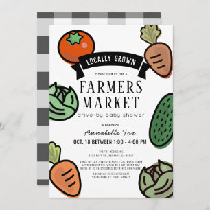 Farmers Market White Drive-by Baby Shower Invitation