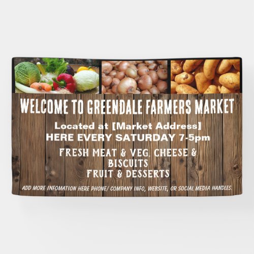 farmers market wood effect banner