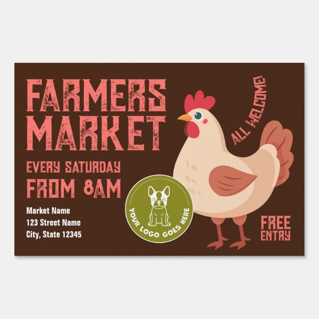 Farmers Market Yard Sign – Custom Info & Logo (Front)
