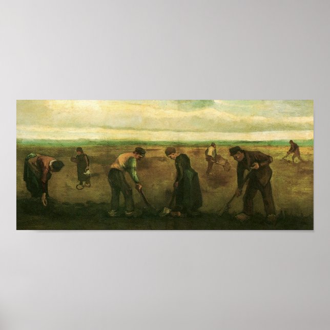 Farmers Planting Potatoes Van Gogh Fine Art Poster (Front)
