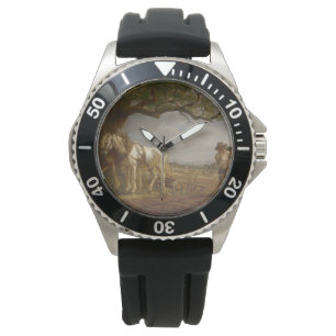 Farmers Resting in a Field With Horses and Plow Watch