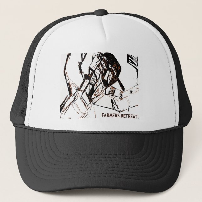 FARMERS RETREAT white Trucker Hat (Front)