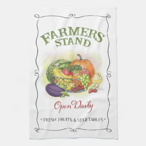 Farmers Stand Sign Kitchen Towel