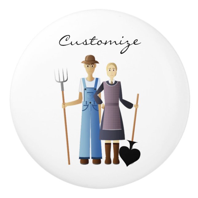 Farmer's Wife Queen of Spades Thunder_Cove Ceramic Knob (Front)