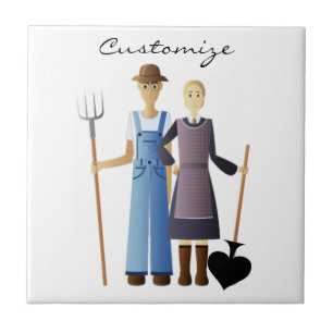 Farmer's Wife Queen of Spades Thunder_Cove Ceramic Tile