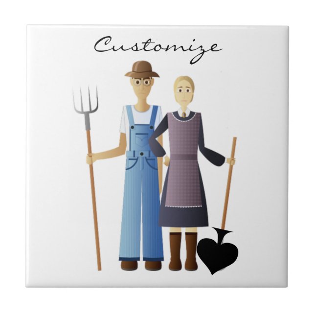 Farmer's Wife Queen of Spades Thunder_Cove Ceramic Tile (Front)