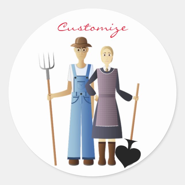 Farmer's Wife Queen of Spades Thunder_Cove Classic Round Sticker (Front)