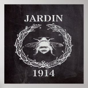 farmhosue chic chalkboard french vintage bee poster