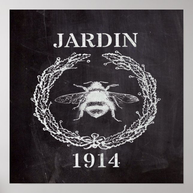 farmhosue chic chalkboard french vintage bee poster (Front)