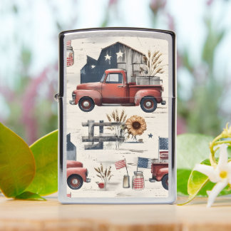 Farmhouse Americana Patriotic 4th of July Pattern Zippo Lighter