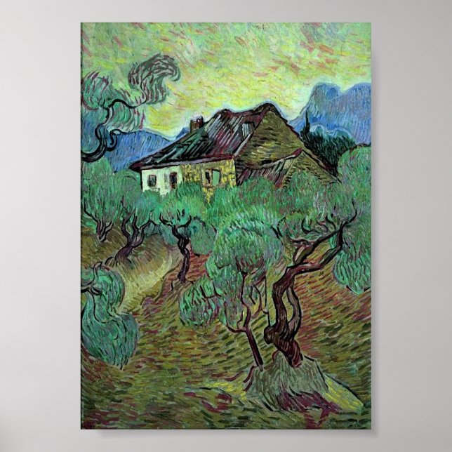 Farmhouse Among Olive Trees Van Gogh Fine Art Poster (Front)