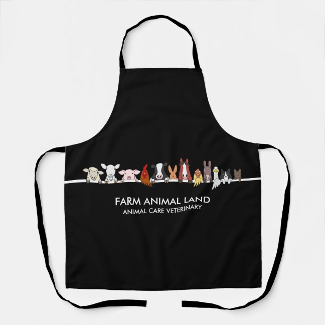 Farmhouse Animal Woodland Black Apron