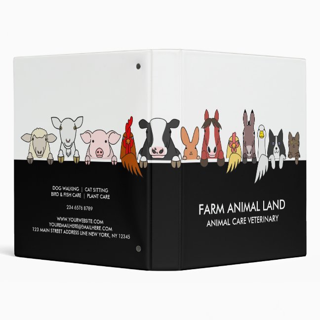 Farmhouse Animal Woodland Cow Chicken Farming 3 Ring Binder