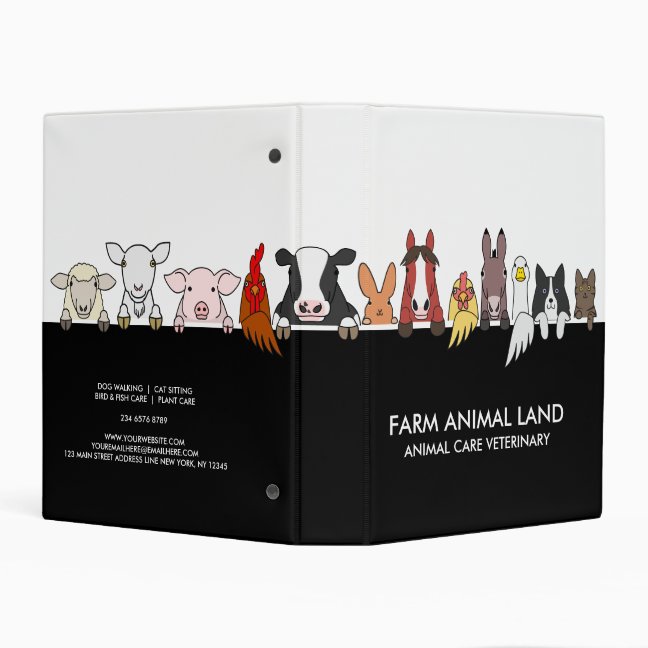 Farmhouse Animals Woodland Cow Chicken Farming Mini Binder