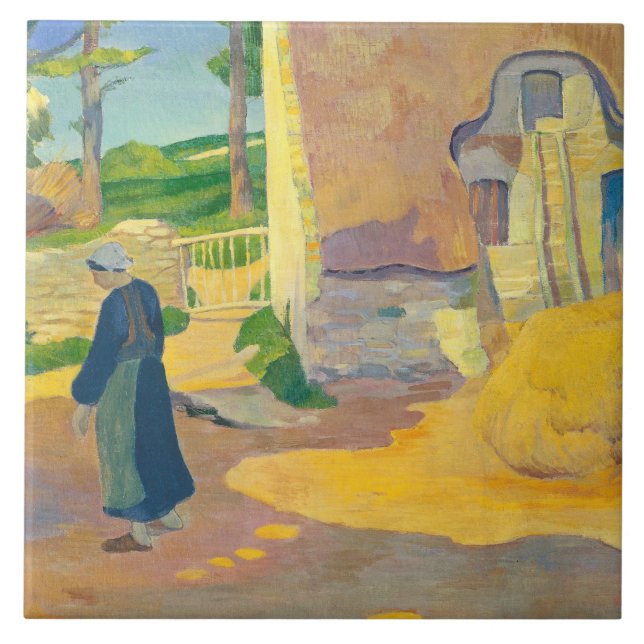 Farmhouse at Le Pouldu, 1890 (oil on canvas) Tile (Front)