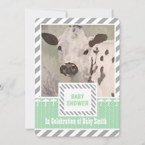 Farmhouse Baby Shower Cow Invitation