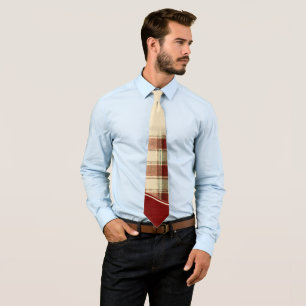 Farmhouse Barn Red Plaid Personalized Christmas St Neck Tie