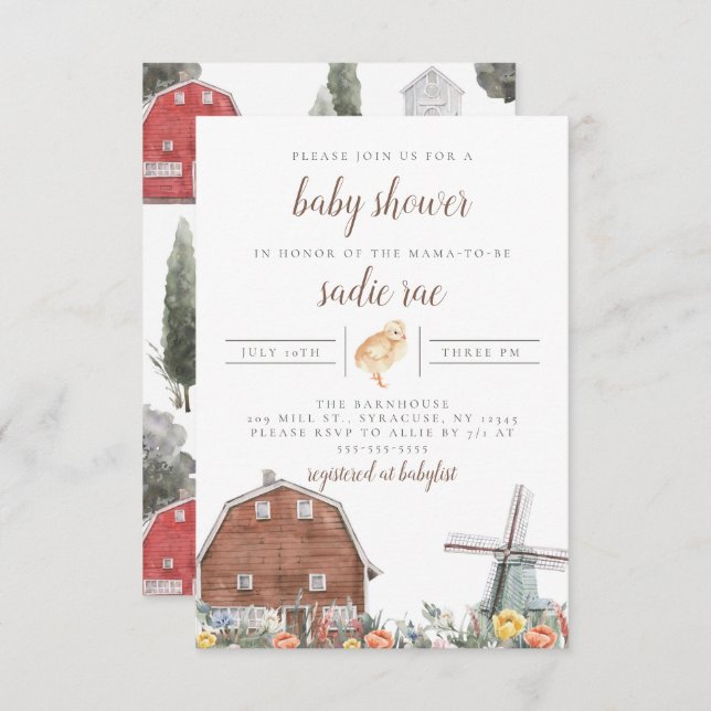 Farmhouse Barn Yard Boho Baby Shower Invitation (Front/Back)