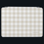 Farmhouse Beige Buffalo Check Monogrammed iPad Air Cover<br><div class="desc">Custom-designed iPad smart cover featuring beige buffalo plaid/gingham/check pattern with personalized name/monogram.</div>