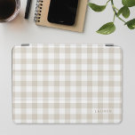 Farmhouse Beige Buffalo Check Monogrammed iPad Air Cover<br><div class="desc">Custom-designed iPad smart cover featuring beige buffalo plaid/gingham/check pattern with personalized name/monogram.</div>