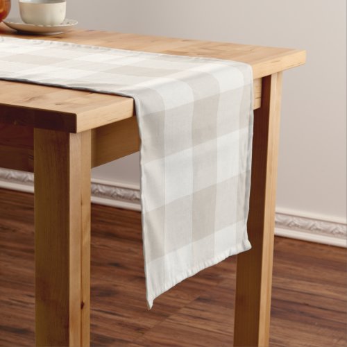 Farmhouse Beige Buffalo Check Short Table Runner