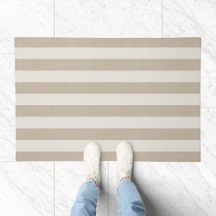 Farmhouse Beige Linen Stripes Doormat