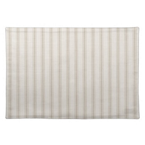 Farmhouse Beige Linen Ticking Stripes Placemat