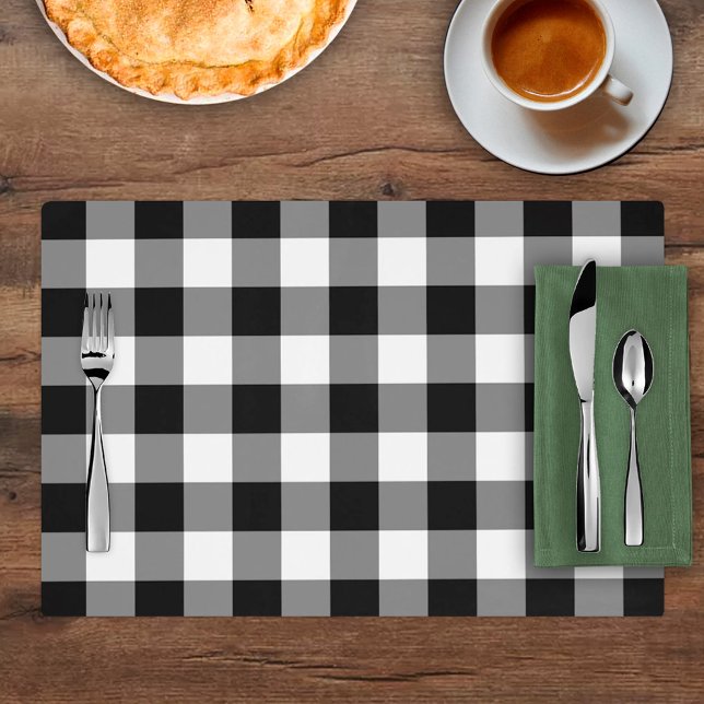 Farmhouse Black and White Buffalo Plaid Placemat (Creator Uploaded)
