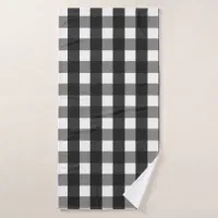 Gingham Check Black Bath Towel Set, Zazzle