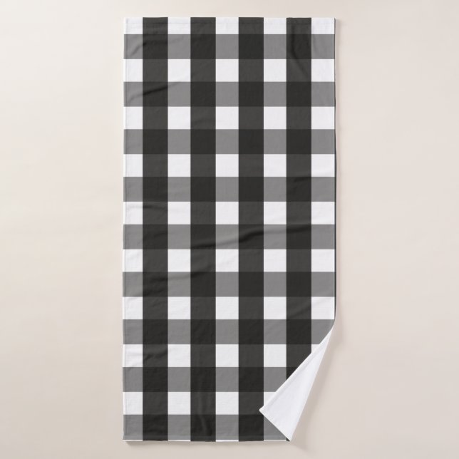 FARMHOUSE BLACK AND WHITE GINGHAM CHECK BATH TOWEL (Bath Towel)