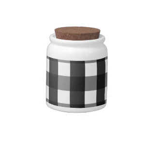 FARMHOUSE BLACK AND WHITE GINGHAM CHECK CANDY JAR