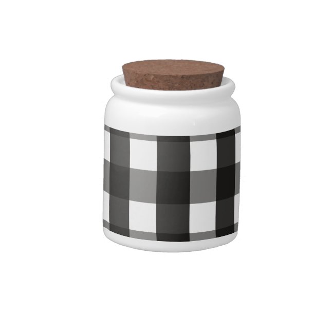 FARMHOUSE BLACK AND WHITE GINGHAM CHECK CANDY JAR (Left)