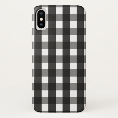 FARMHOUSE BLACK AND WHITE GINGHAM CHECK iPhone X CASE