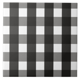 FARMHOUSE BLACK AND WHITE GINGHAM CHECK CERAMIC TILE