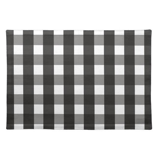 FARMHOUSE BLACK AND WHITE GINGHAM CHECK CLOTH PLACEMAT (Front)