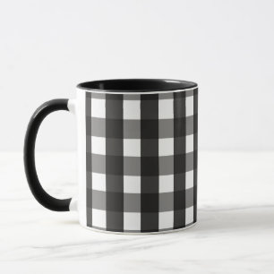 FARMHOUSE BLACK AND WHITE GINGHAM CHECK MUG