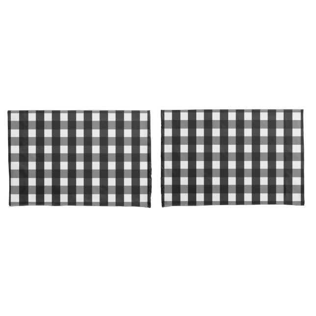 FARMHOUSE BLACK AND WHITE GINGHAM CHECK PILLOW CASE (Front-Set)